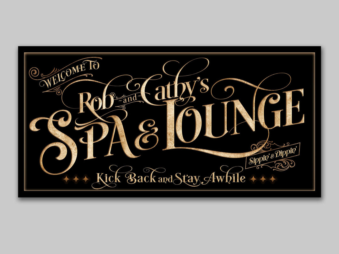 Personalized Spa & Lounge on Metal or Canvas! | Custom Family Name Sign | Modern Farmhouse Sign | Summer Patio Decor | Custom Hot Tub Sign