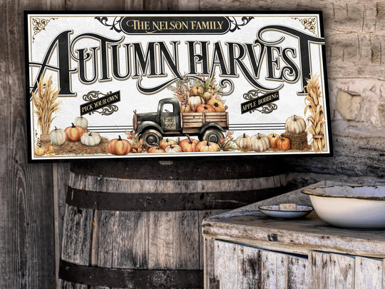 Autumn Harvest Sign | Fall Harvest Sign | Rustic Fall Decor | Autumn Vintage Sign | Farm Wall Decor | Personalized Pumpkin Harvest Sign