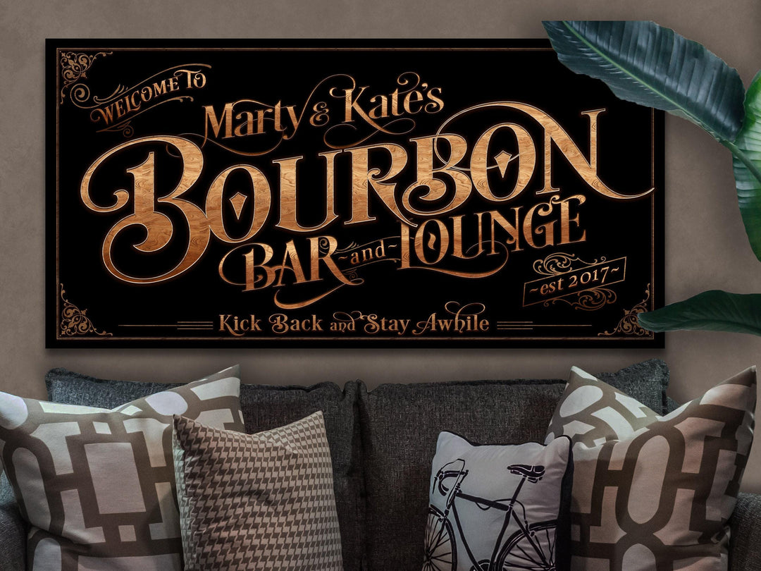 Personalized Bourbon Bar Sign - Metal or Canvas! | Custom Family Name Sign | Modern Farmhouse Sign | Bourbon Bar Decor | Custom Bourbon Sign