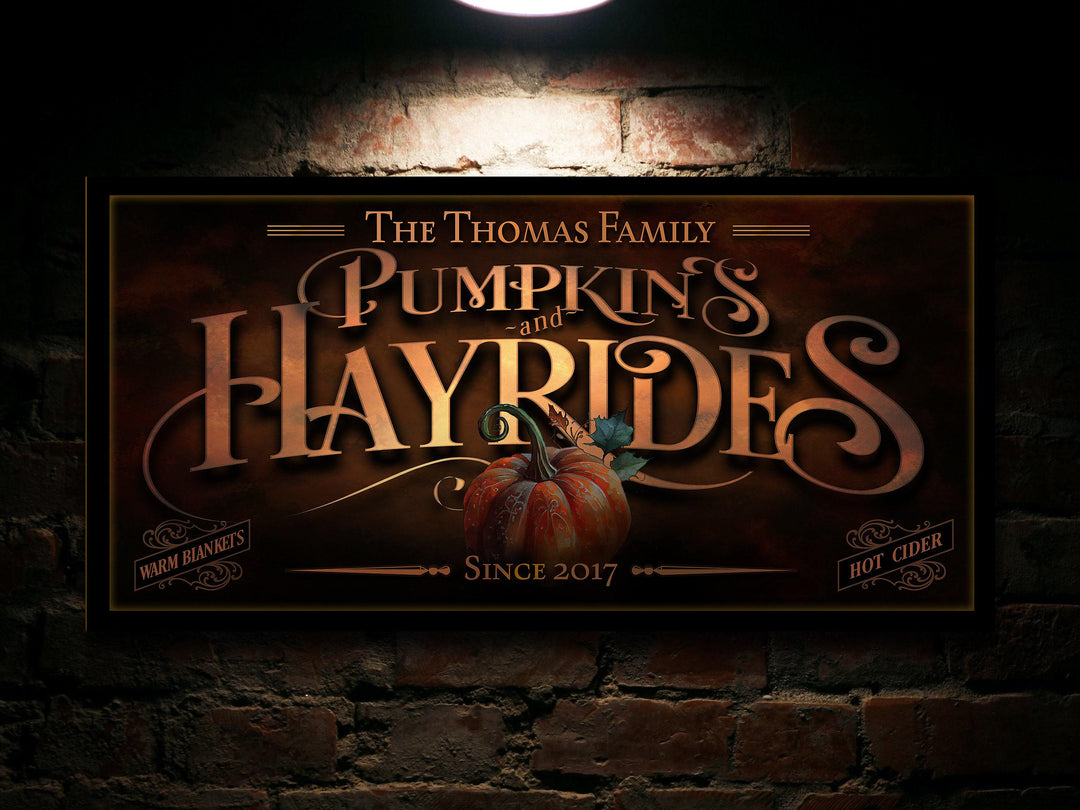 Pumpkin Hayride Sign | Pumpkin Sign | Personalized Fall Sign | Autumn Pumpkin Sign | Custom Family Name Fall Sign | Autumn Pumpkin Decor