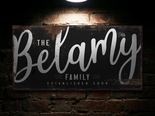 Dark Family Name Sign | Rustic Family Sign | Large Personalized Family Name Sign | Large Canvas Wall Art | Free International Shipping
