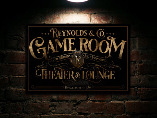 Personalized Home Theater Lounge | Theater and Lounge Sign | Family Theater Decor | Game Room Sign | Modern Farmhouse | Large Metal Sign