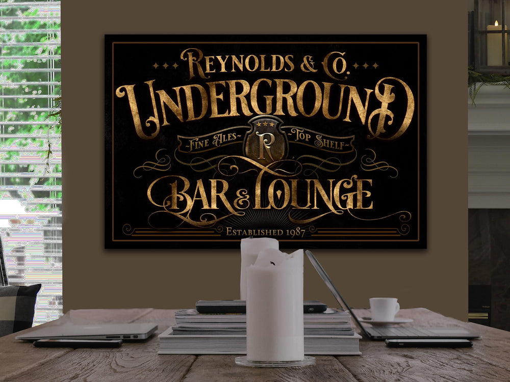 Underground Bar and Lounge Sign | Custom Basement Bar Sign | Custom Name Sign | Man Cave Sign | Basement Bar Decor | Distressed Bar Sign