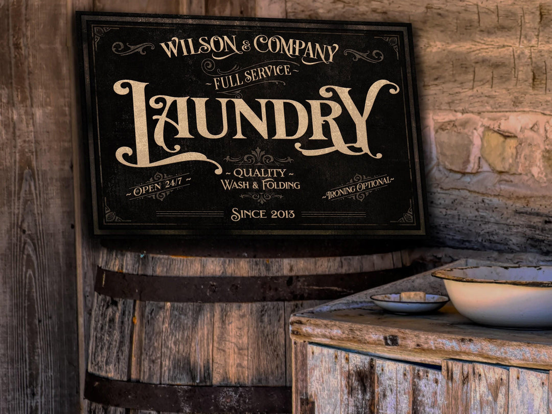 Laundry Room Decor | Dark Laundry Sign | Laundry Room Sign | Laundry Decor | Farmhouse Laundry | Laundry Wall Decor | Family Name sign