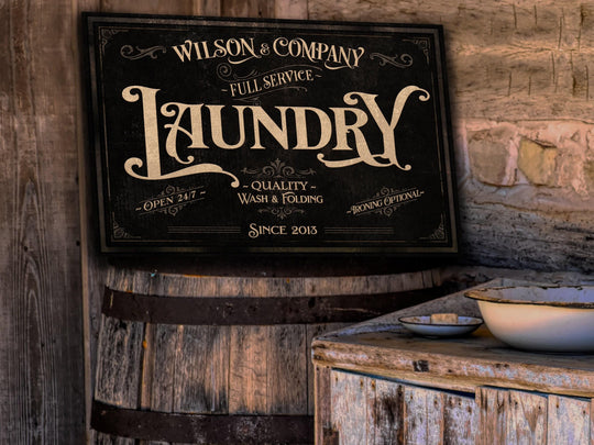 Laundry Room Decor | Dark Laundry Sign | Laundry Room Sign | Laundry Decor | Farmhouse Laundry | Laundry Wall Decor | Family Name sign