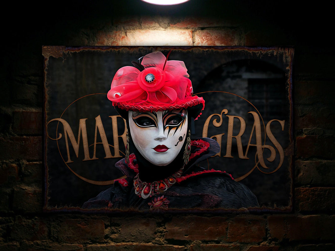 Mardi Gras Decor Sign | Mardi Gras Decorations | Mardi Gras Mask Decor | Urban Rust Mardi Gras | Distressed Mardi Gras 2023
