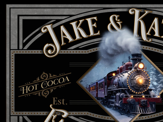 Personalized Family Christmas Train Sign | Old Fashioned Christmas Sign | Vintage Christmas Sign | Large Metal Sign | Large Canvas Sign