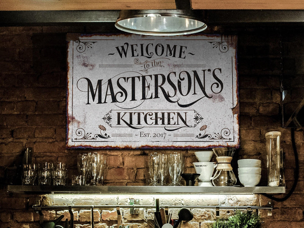 Personalized Family Kitchen Sign | Family Name Kitchen Sign | Welcome Sign | Farmhouse Wall Decor | Distressed Farmhouse Kitchen Sign