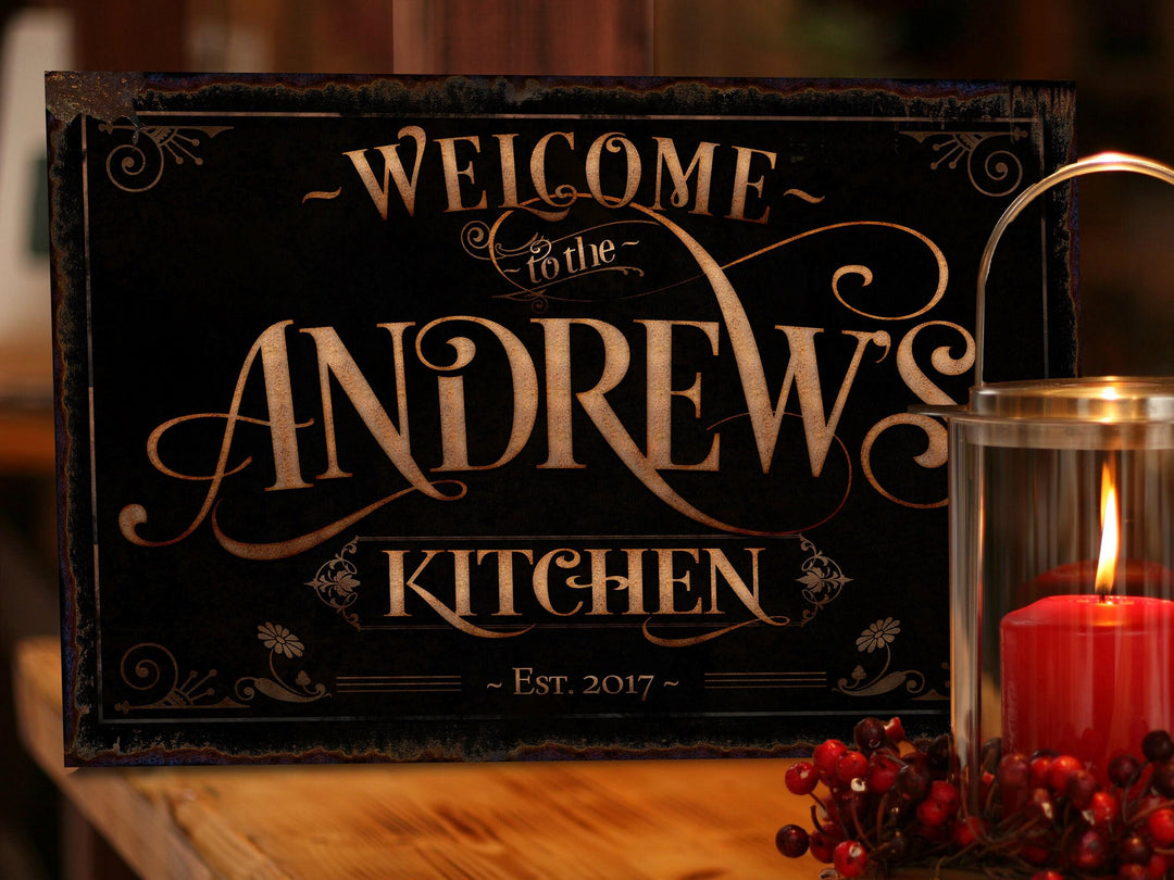 Personalized Family Name Kitchen Sign | Family Name Kitchen Sign | Welcome Sign | Farmhouse Wall Decor | Distressed Farmhouse Kitchen Sign