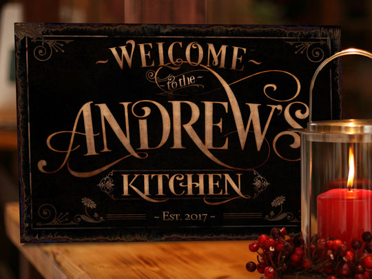 Personalized Family Name Kitchen Sign | Family Name Kitchen Sign | Welcome Sign | Farmhouse Wall Decor | Distressed Farmhouse Kitchen Sign