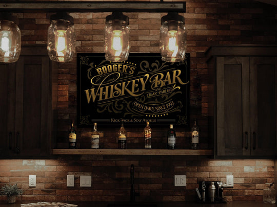 Whiskey Bar Sign | Personalized Whiskey Bar and Cigar Parlor Sign | Bourbon Bar Sign | Vintage Whiskey Bar Sign | Last Name Whiskey Bar Sign