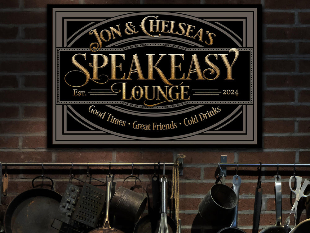Speakeasy Sign, Speakeasy Decor, Personalized Bar Sign, Family Name Sign, Custom Bar Sign, Canvas Speakeasy Sign, Metal Speakeasy Sign