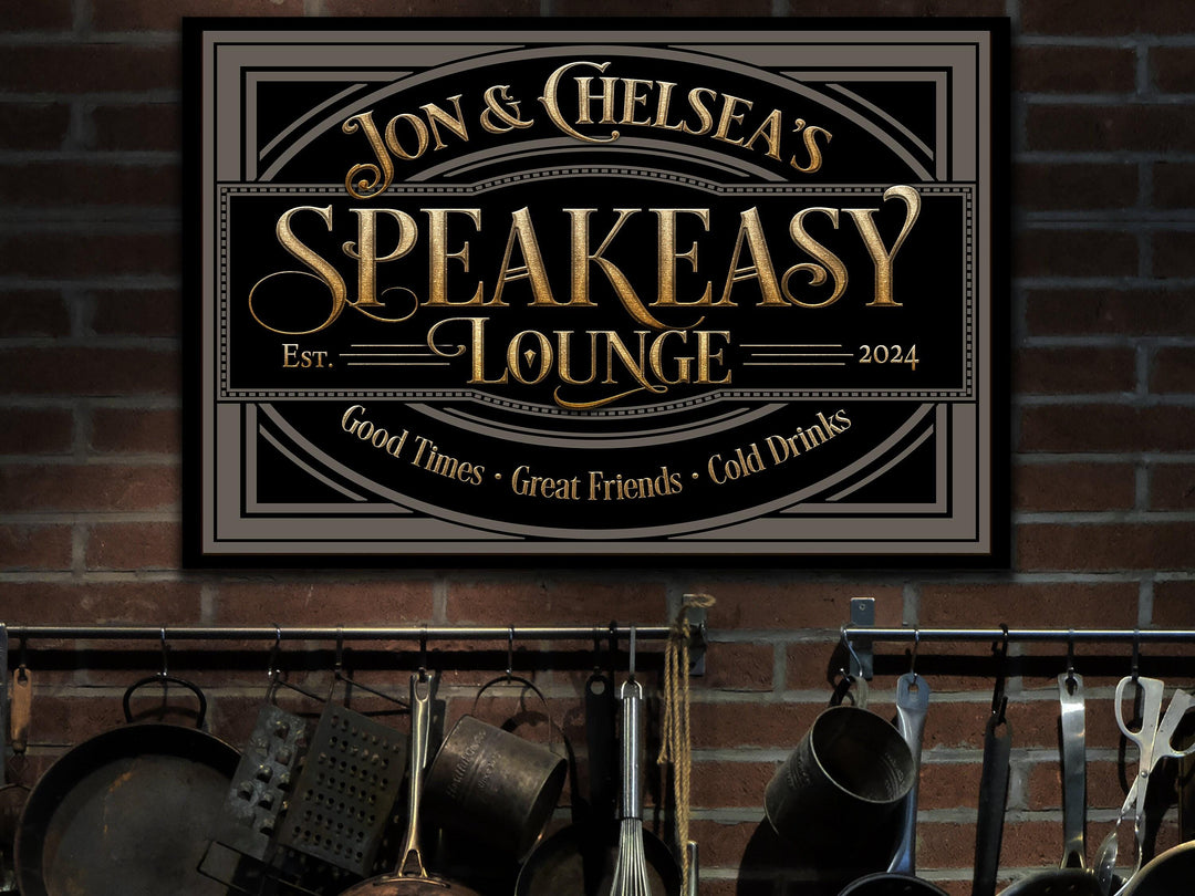 Speakeasy Sign, Speakeasy Decor, Personalized Bar Sign, Family Name Sign, Custom Bar Sign, Canvas Speakeasy Sign, Metal Speakeasy Sign