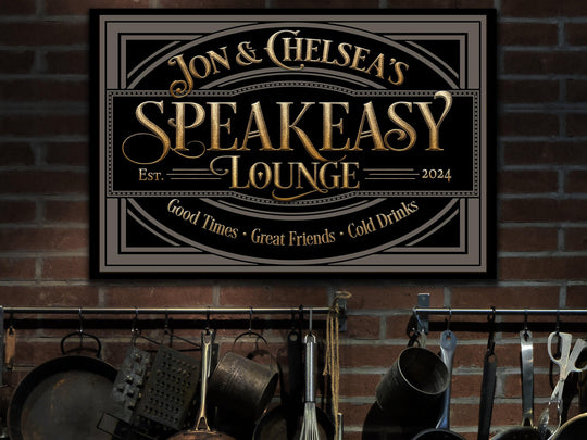 Speakeasy Sign, Speakeasy Decor, Personalized Bar Sign, Family Name Sign, Custom Bar Sign, Canvas Speakeasy Sign, Metal Speakeasy Sign