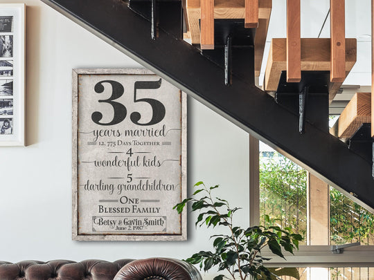 Anniversary Sign | Any Anniversary | 50th Anniversary | Modern Farmhouse Personalized Sign on Large Metal or Canvas | Vintage Wall Decor