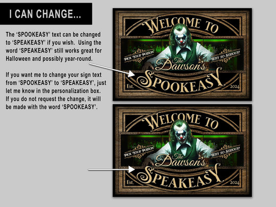 Spookeasy Halloween Sign | Creepy Halloween Sign | Halloween Jocker Sign | Scary Joker Sign | Speakeasy Spookeasy Halloween Sign