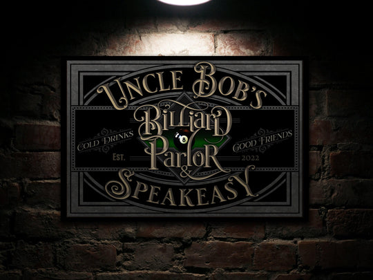 Personalized Billiards Sign | Last Name Pool Hall | Basement Bar Speakeasy Lounge | Rustic Modern Farmhouse Wall Decor | Billiard Parlor