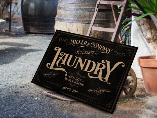 Laundry Room Decor | Dark Laundry Sign | Laundry Room Sign | Laundry Decor | Farmhouse Laundry | Laundry Wall Decor | Family Name sign