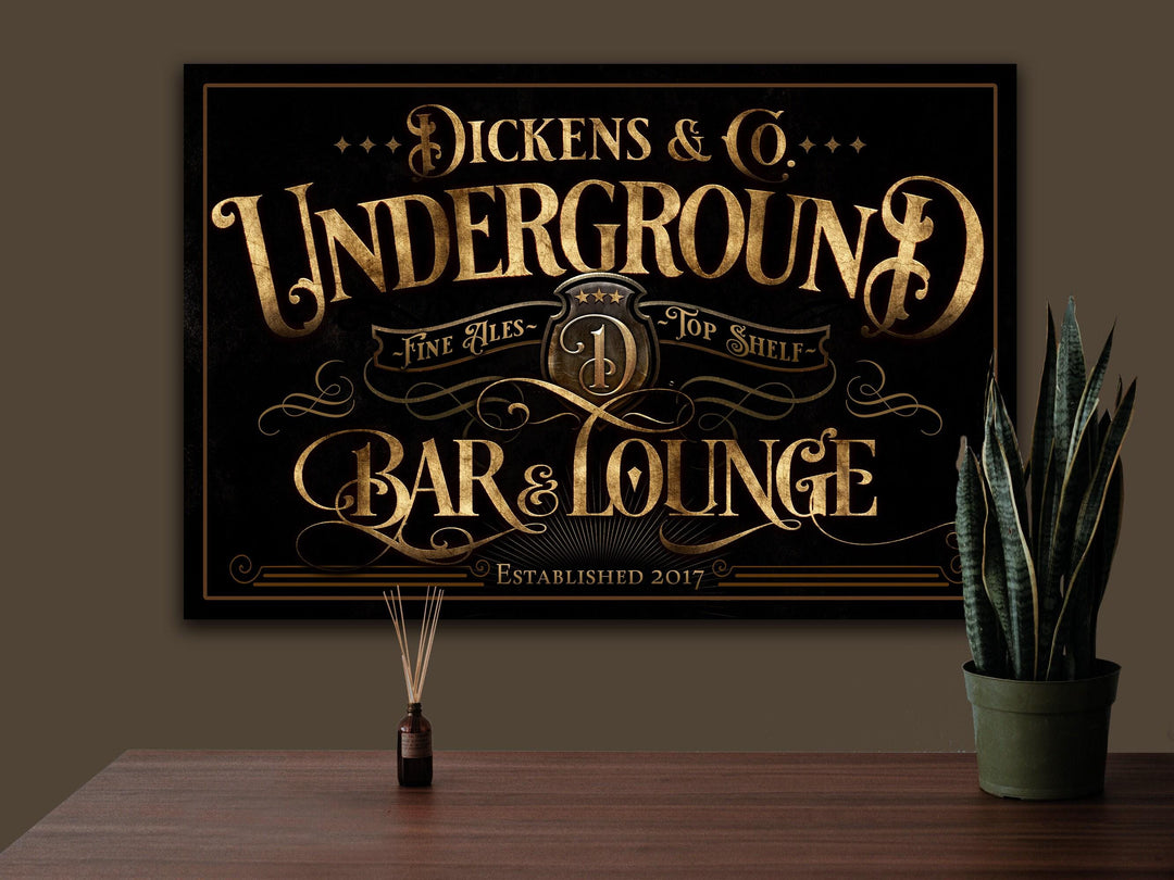 Underground Bar and Lounge Sign | Custom Basement Bar Sign | Custom Name Sign | Man Cave Sign | Basement Bar Decor | Distressed Bar Sign