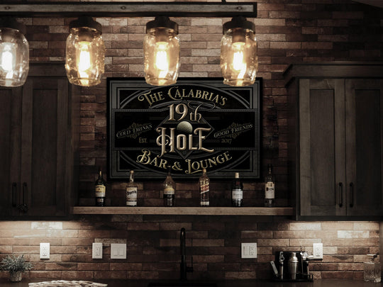 19th Hole Bar Sign | Personalized 19th Hole Sign | Golf Sign | Aluminum Golf Sign | Golf Lounge Sign | Metal Print