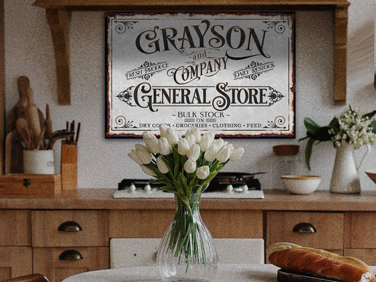 Personalized General Store Sign | Family Name Company Sign | General Store Sign | Family Store Sign | Farmhouse Decor | Vintage Store Sign