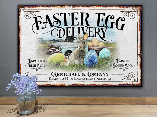 Easter Sign | Easter Decor | Easter Egg Sign | Vintage Easter Decor | Easter Bunny Decor | Custom Easter Sign | Family Name Sign