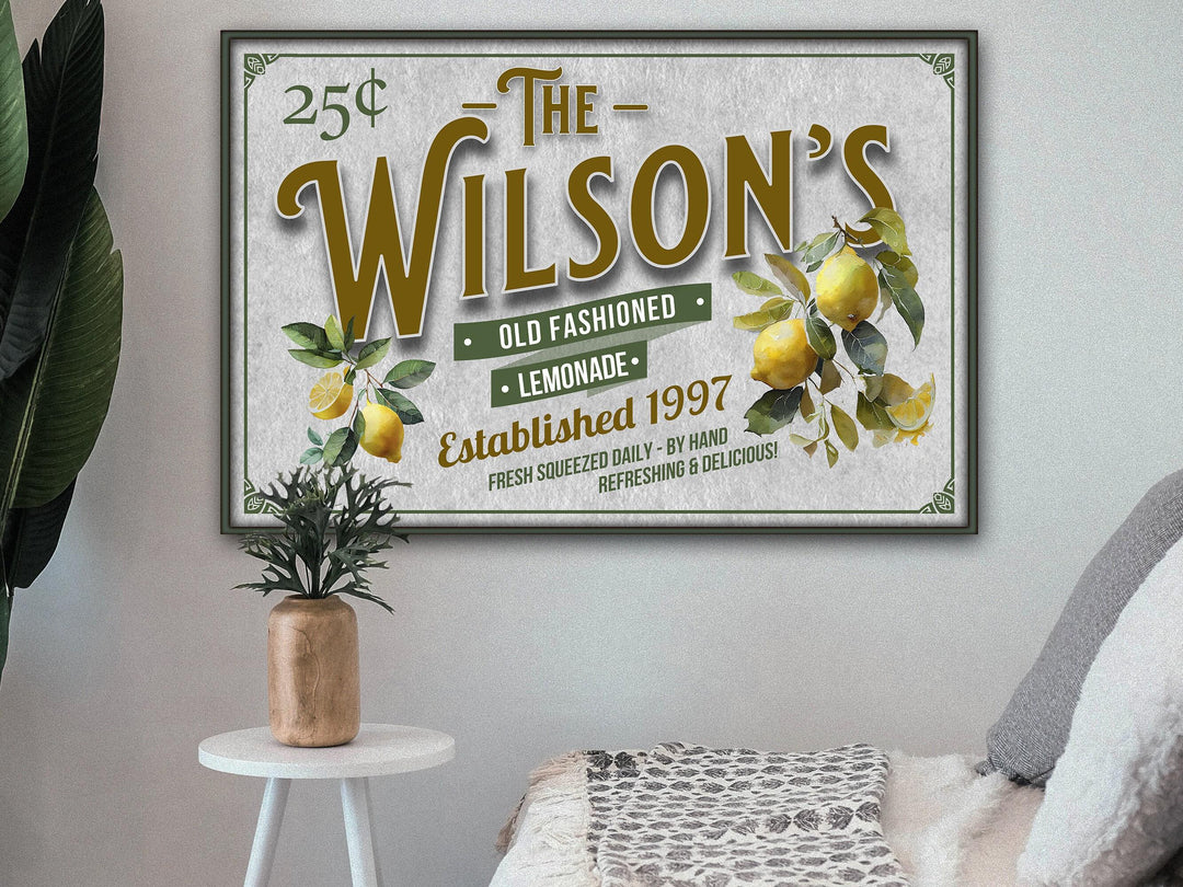 Lemon Decor | Lemon Sign | Old Fashioned Lemonade Personalized | Metal Decor | Porch Sign | Summer Sign | Family Name sign | Lemon