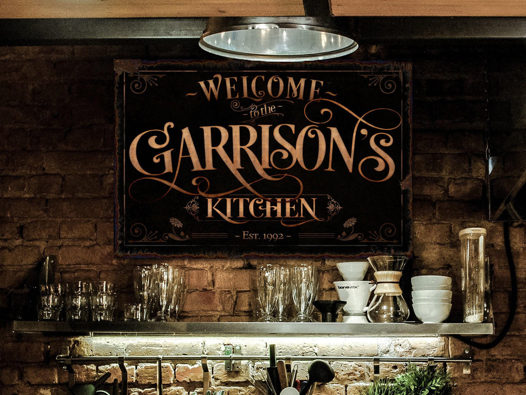 Personalized Family Name Kitchen Sign | Family Name Kitchen Sign | Welcome Sign | Farmhouse Wall Decor | Distressed Farmhouse Kitchen Sign