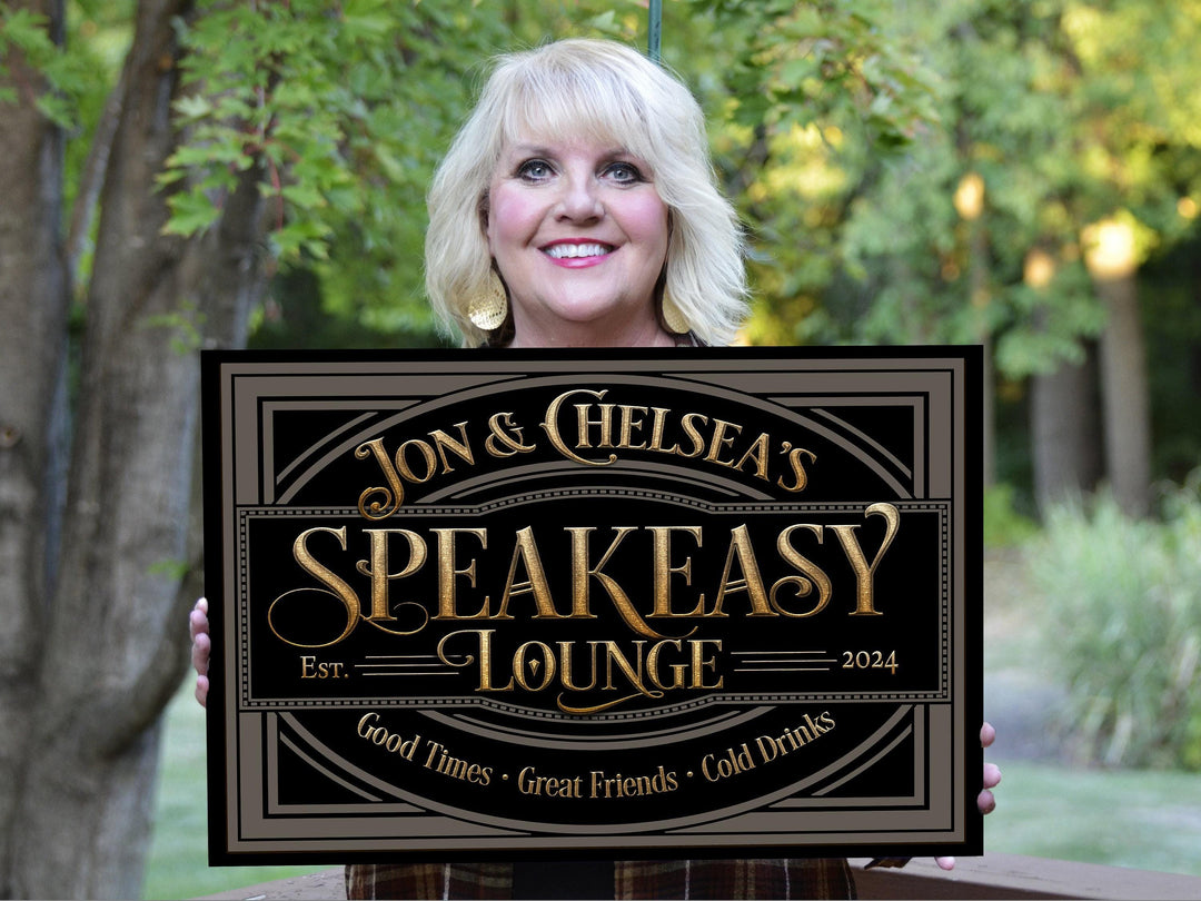Speakeasy Sign, Speakeasy Decor, Personalized Bar Sign, Family Name Sign, Custom Bar Sign, Canvas Speakeasy Sign, Metal Speakeasy Sign