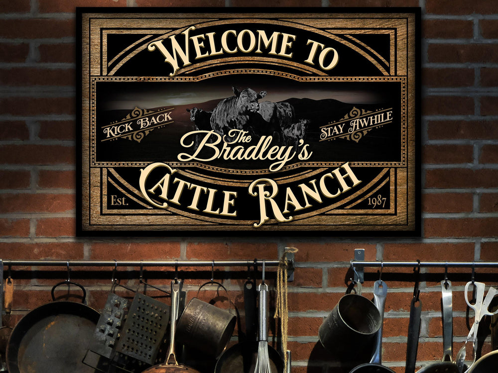 Black Angus Cattle Sign | Black Angus Cattle Ranch Sign | Cattle Farm Sign | Vintage Angus Farm Sign | Farmhouse Cattle Sign | Metal Print