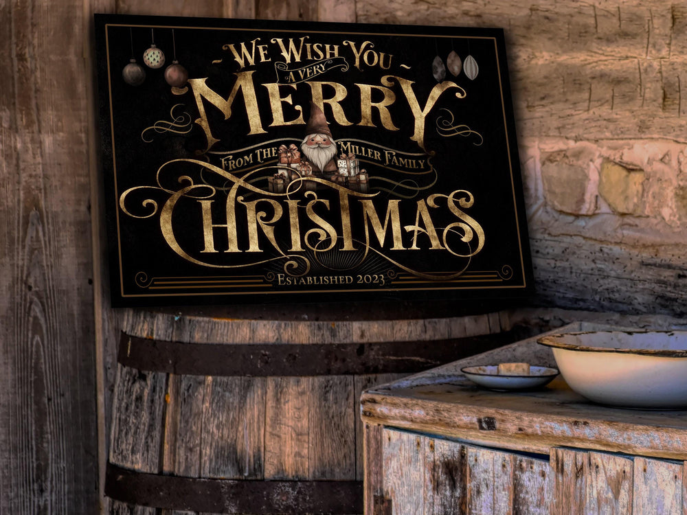 Personalized Very Merry Christmas Sign | Farmhouse Merry Christmas Sign | Vintage Christmas Sign | Large Metal Sign | Large Canvas Sign