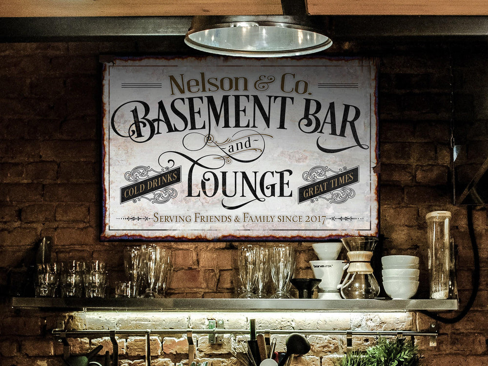 Custom Family Name Basement Bar Lounge Sign, Personalized Man Cave Decor, Gift for Dad Husband