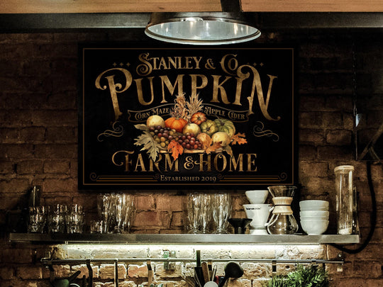 Personalized Pumpkin Farm Sign | Farmhouse Pumpkin Sign | Vintage Pumpkin Farm Sign | Large Metal Sign | Large Canvas Sign