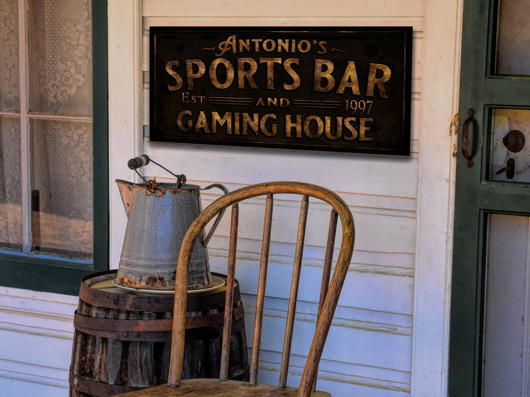 Sports Bar and Gambling Sign | Personalized Sports Bar Sign | Family Sports Bar Sign | Family Name Sign | Home Bar Sign