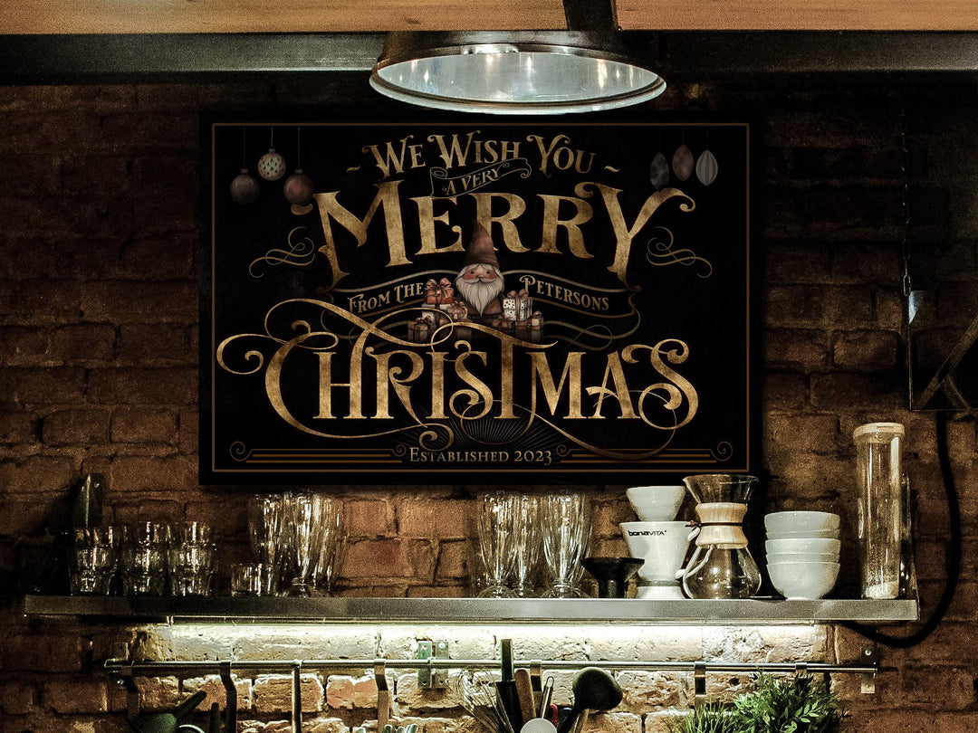 Personalized Very Merry Christmas Sign | Farmhouse Merry Christmas Sign | Vintage Christmas Sign | Large Metal Sign | Large Canvas Sign