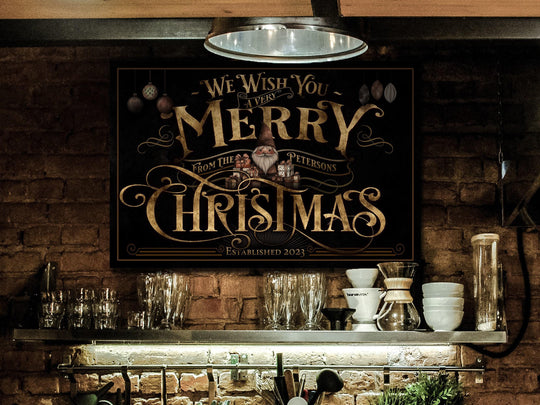 Personalized Very Merry Christmas Sign | Farmhouse Merry Christmas Sign | Vintage Christmas Sign | Large Metal Sign | Large Canvas Sign