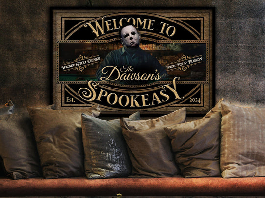 Spookeasy Halloween Sign | Creepy Halloween Sign | Halloween Michael Myers Sign | Scary Halloween Sign | Speakeasy Spookeasy Halloween Sign