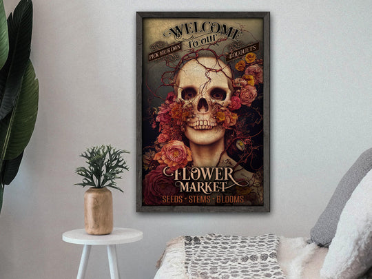 Sugar Skull | Skull Decor Sign | Spring Sign | Sugar Skull Sign | Flower Sign | Springtime Sign | Metal Print