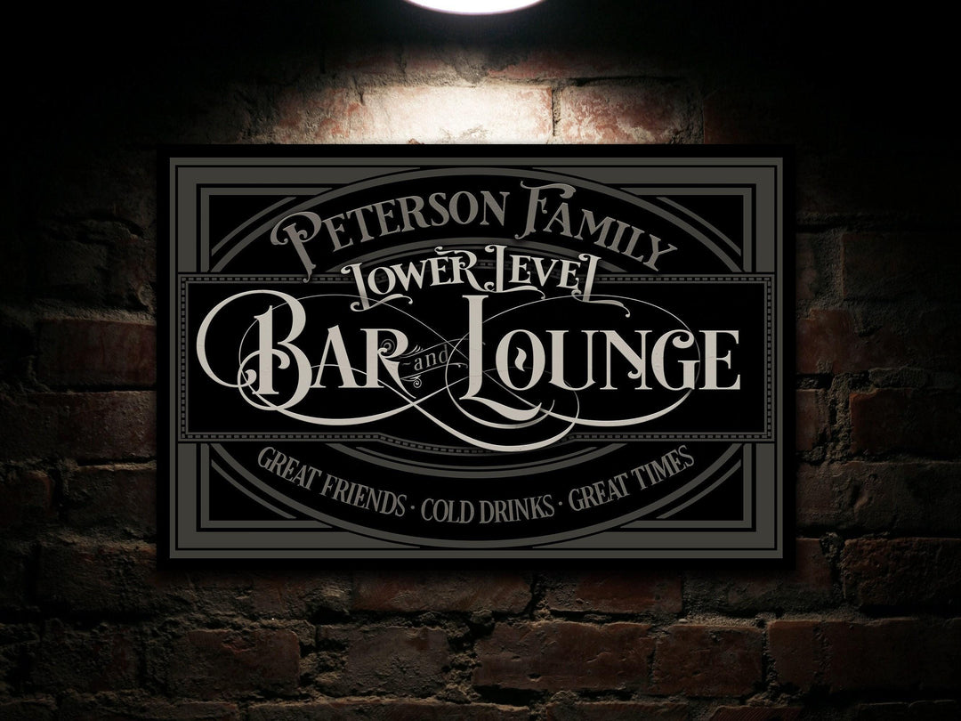 Personalized Lower Level Bar Sign, Family Bar Sign, Family Name Sign, Personalized Bar Sign, Basement Bar, Metal Sign, Canvas Sign