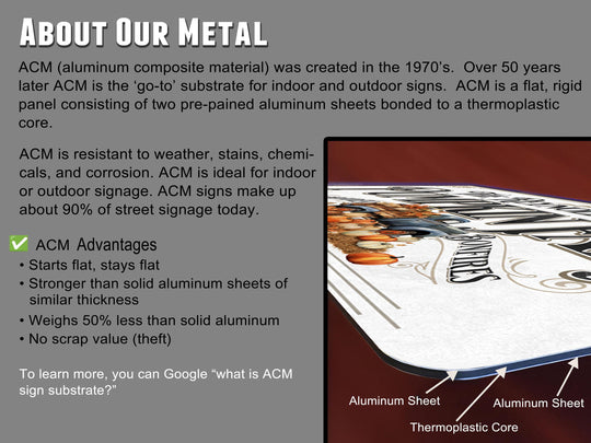 a sheet of paper with the words about our metal on it