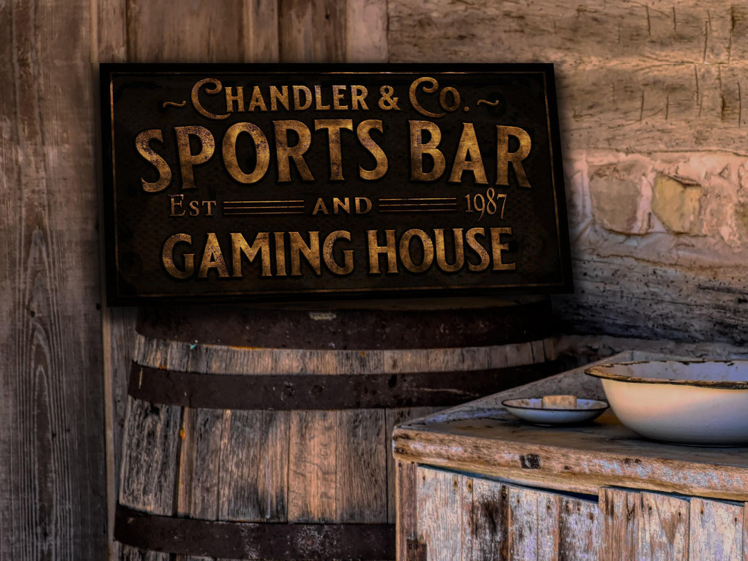 Sports Bar and Gambling Sign | Personalized Sports Bar Sign | Family Sports Bar Sign | Family Name Sign | Home Bar Sign