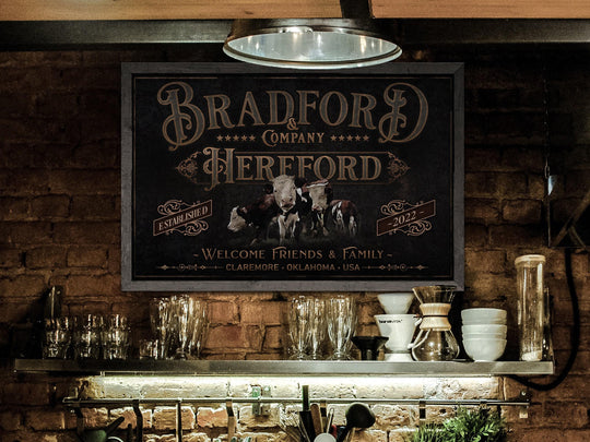 Hereford Cattle Sign | Hereford Cattle Ranch Sign | Cattle Farm Sign | Vintage Hereford Farm Sign | Farmhouse Cattle Sign | Metal Print