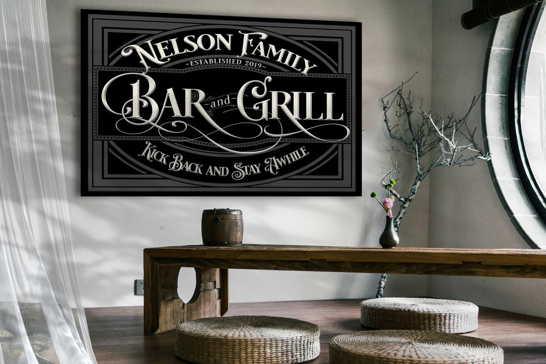 Personalized Family Name Bar & Grill Sign.