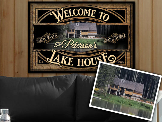 Welcome Lake House Sign | Personalized Lake House Sign | Lake House Gift Wall Art | Lake Wall Decor | Metal Lake Sign | Canvas Lake Sign