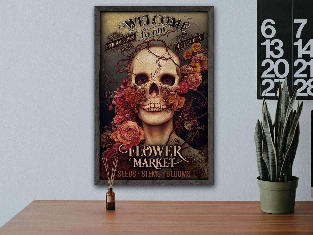 Sugar Skull | Skull Decor Sign | Spring Sign | Sugar Skull Sign | Flower Sign | Springtime Sign | Metal Print