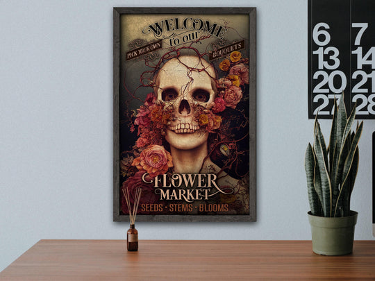 Sugar Skull | Skull Decor Sign | Spring Sign | Sugar Skull Sign | Flower Sign | Springtime Sign | Metal Print