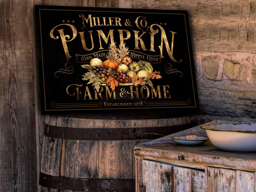 Personalized Pumpkin Farm Sign | Farmhouse Pumpkin Sign | Vintage Pumpkin Farm Sign | Large Metal Sign | Large Canvas Sign