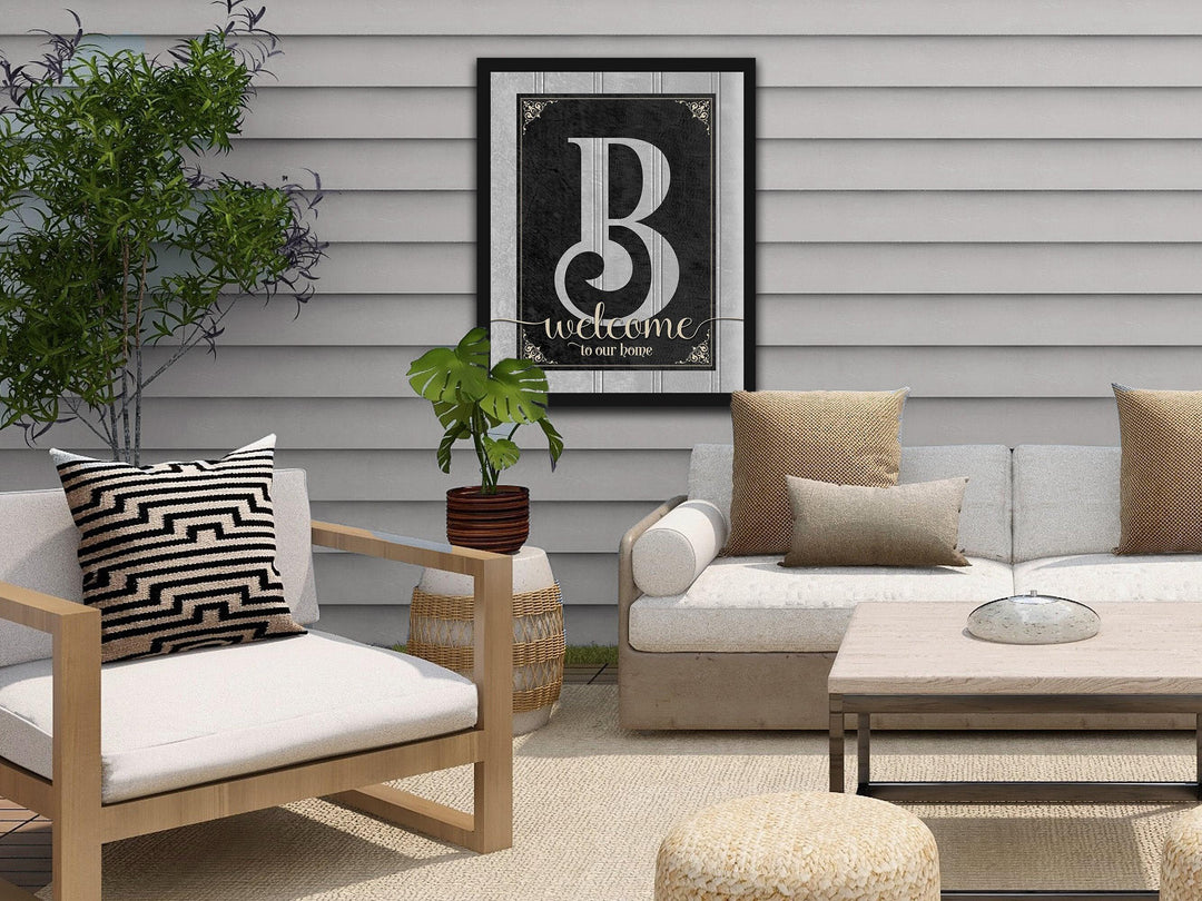 Personalized family name monogram sign with Wainscoat, farmhouse look and feel.