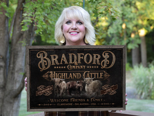 Highland Cattle Sign | Highland Cattle Ranch Sign | Cattle Farm Sign | Vintage Highland Farm Sign | Farmhouse Cattle Sign | Metal Print