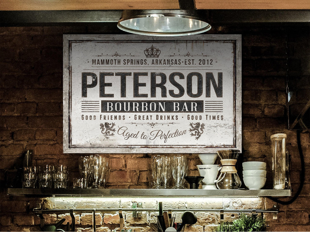 Custom Bourbon Bar Sign | Bourbon Sign | Custom Customized Family Bourbon Bar | Family Name Sign | Modern Farmhouse Decor | Large Metal Sign